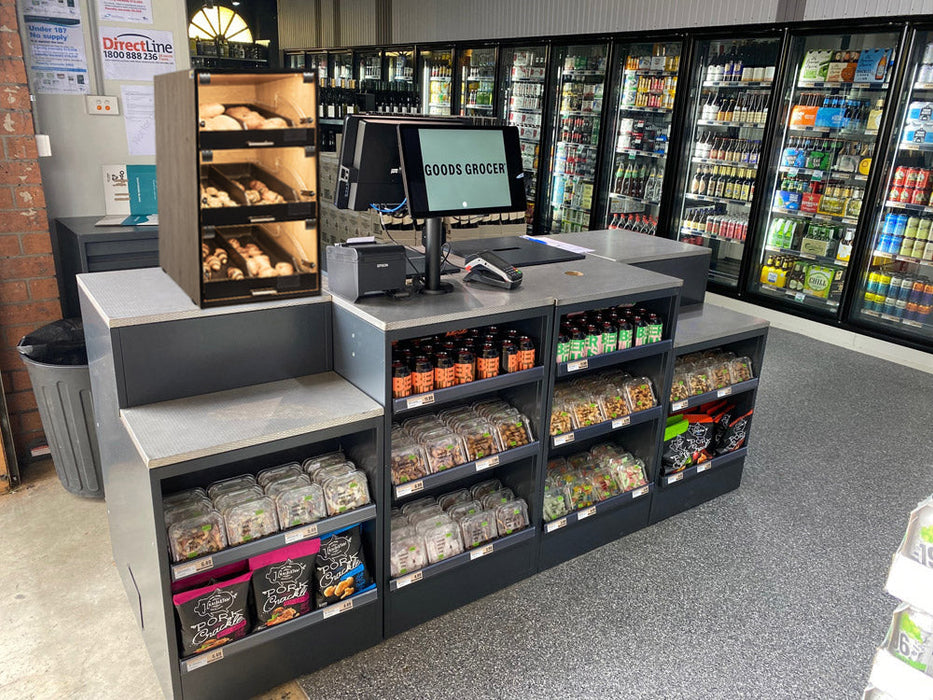 Palram Countertop Bakery Display Case with Illuminated Soft-Close Drawers & Tempered Glass – 21"W x 32"H x 20"D - Donut-Equipment.com
