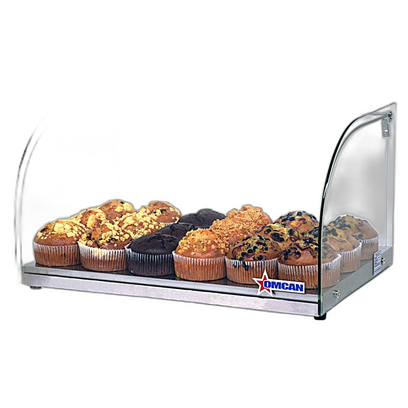 Omcan 22" Countertop Food Display Case with Curved Front Glass – 25L Capacity Bakery & Pastry Merchandiser Display Case
