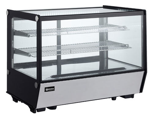 Omcan 35″ Square Glass Countertop Refrigerated Display Showcase – 5.65 Cu. Ft. (160L), Two-Shelf Stainless Steel Bakery & Merchandising Display Cooler