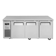 Turbo Air JUR-72S-N6 J Series 72" Narrow Depth Undercounter Refrigerator w/ 3 Sections, Solid Doors & Side Mounted Compressor - Donut-Equipment.com