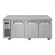 Turbo Air JURF-72-N J Series 70 7/8" Dual Temperature Undercounter Refrigerator/Freezer w/ 3 Sections & Solid Doors - Donut-Equipment.com