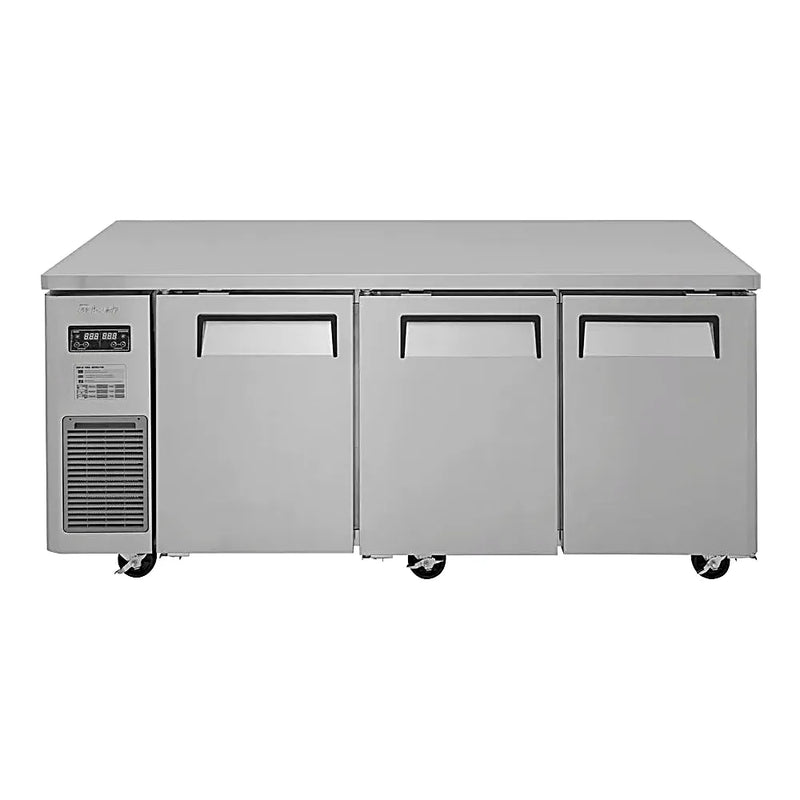 Turbo Air JURF-72-N J Series 70 7/8" Dual Temperature Undercounter Refrigerator/Freezer w/ 3 Sections & Solid Doors - Donut-Equipment.com