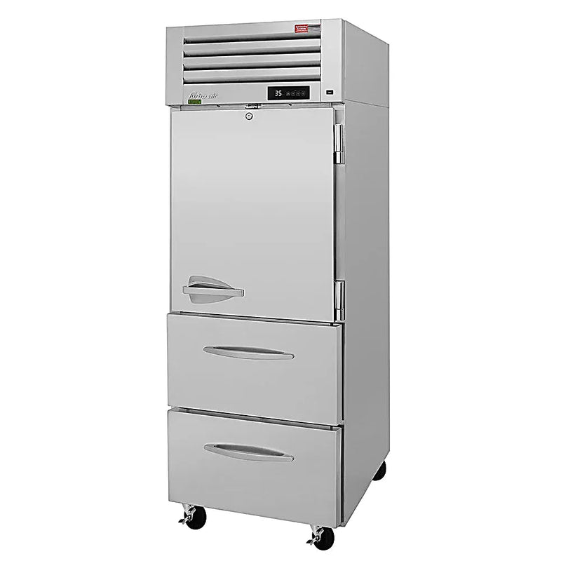 Turbo Air PRO-26R-D2-N 28 3/4" One Section Reach In Refrigerator - (1) Right Hinge Solid Door & (2) Drawers, 115v - Donut-Equipment.com