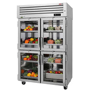 Turbo Air PRO-50-4R-GS-PT-N 51 3/4" Two Section Pass Thru Refrigerator, (4) Glass Doors, (4) Solid Doors, Left/Right Hinge, 115v - Donut-Equipment.com