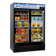 Turbo Air TGF-49FB-N 54 3/8" Two Section Display Freezer w/ Swing Doors - Bottom Mount Compressor, Black, 115v - Donut-Equipment.com