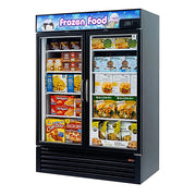 Turbo Air TGF-49FB-N 54 3/8" Two Section Display Freezer w/ Swing Doors - Bottom Mount Compressor, Black, 115v - Donut-Equipment.com