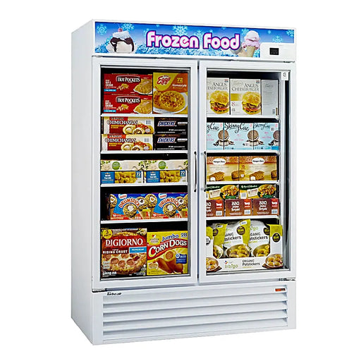 Turbo Air TGF-49F-N 54 3/8" Two Section Display Freezer w/ Swing Doors - Bottom Mount Compressor, White, 115v - Donut-Equipment.com