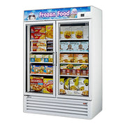Turbo Air TGF-49F-N 54 3/8" Two Section Display Freezer w/ Swing Doors - Bottom Mount Compressor, White, 115v - Donut-Equipment.com
