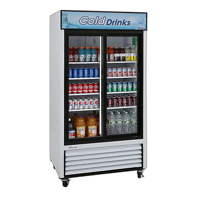Turbo Air TGM-35R-N 41" Series Two Section Glass Door Merchandiser - (2) Sliding Doors, White, 115v - Donut-Equipment.com