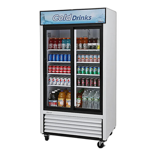 Turbo Air TGM-35R-N 41" Series Two Section Glass Door Merchandiser - (2) Sliding Doors, White, 115v - Donut-Equipment.com