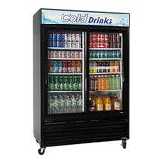 Turbo Air TGM-48RB-N 56" Series Two Section Glass Door Merchandiser - (2) Sliding Doors, Black, 115v - Donut-Equipment.com