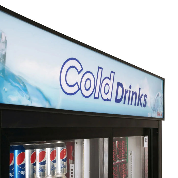 Turbo Air TGM-48RB-N 56" Series Two Section Glass Door Merchandiser - (2) Sliding Doors, Black, 115v - Bakery Wholesalers