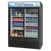 Turbo Air TGM-48RB-N 56" Series Two Section Glass Door Merchandiser - (2) Sliding Doors, Black, 115v - Donut-Equipment.com