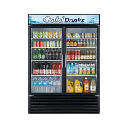 Turbo Air TGM-50RSB-N 56" Series Two Section Glass Door Merchandiser - (2) Left/Right Hinge Doors, Black, 115v - Donut-Equipment.com