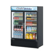 Turbo Air TGM-50RSB-N 56" Series Two Section Glass Door Merchandiser - (2) Left/Right Hinge Doors, Black, 115v - Donut-Equipment.com