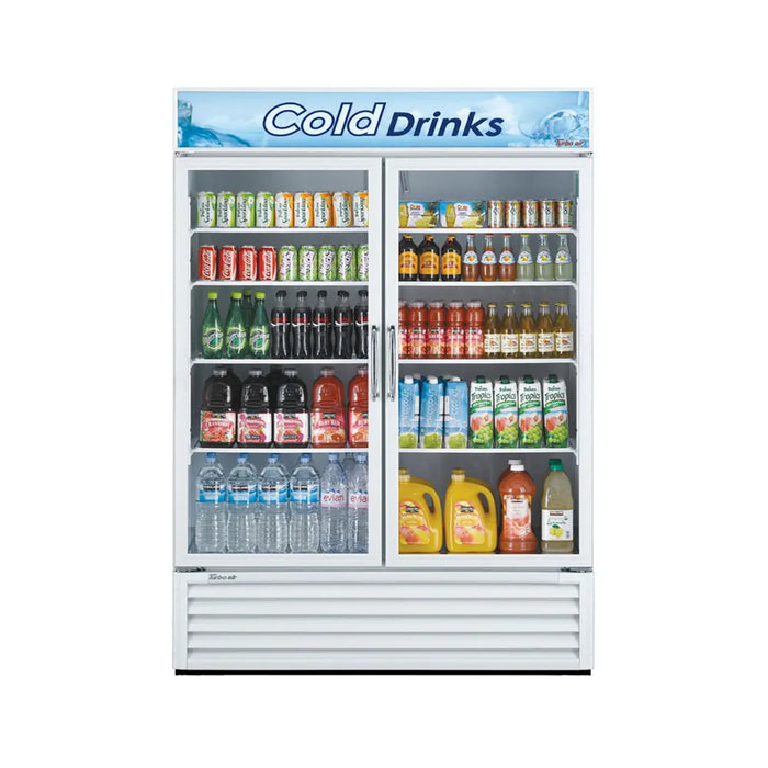 Turbo Air TGM-50RS-N 56" Two Section Glass Door Merchandiser - (2) Left/Right Hinge Doors, White, 115v - Bakery Wholesalers