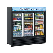 Turbo Air TGM-69RB-N 78" Black Three Section Glass Door Merchandiser Refrigerator – (3) Swing Doors, LED Lighting, 115v - Donut-Equipment.com
