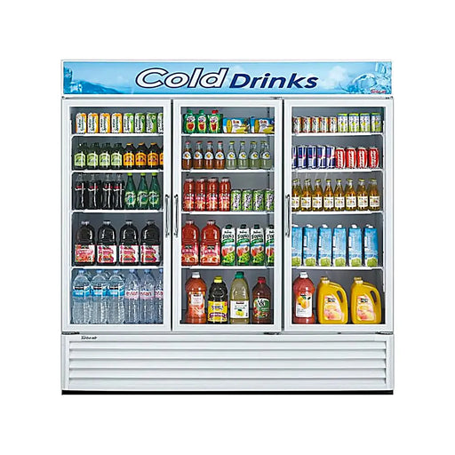 Turbo Air TGM-72RS-N 78" Series Three Section Glass Door Merchandiser - (3) Left/Right Hinge Doors, White, 115v - Donut-Equipment.com