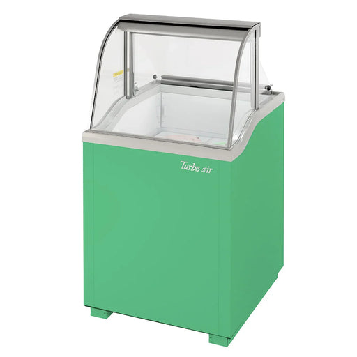 Turbo Air TIDC-26G-N 26" Stand Alone Ice Cream Freezer w/ 4 Tub Capacity - Green, 115v - Bakery Wholesalers
