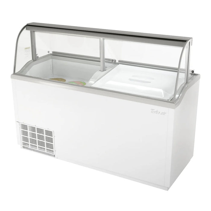 Turbo Air TIDC-70W-N 68" Stand Alone Ice Cream Freezer w/ 12 Tub Capacity - White, 115v - Bakery Wholesalers