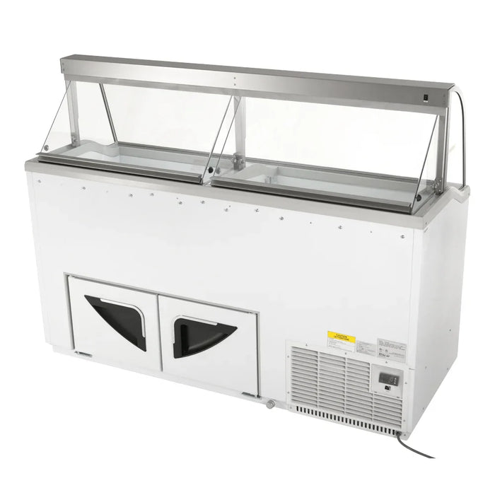 Turbo Air TIDC-70W-N 68" Stand Alone Ice Cream Freezer w/ 12 Tub Capacity - White, 115v - Bakery Wholesalers