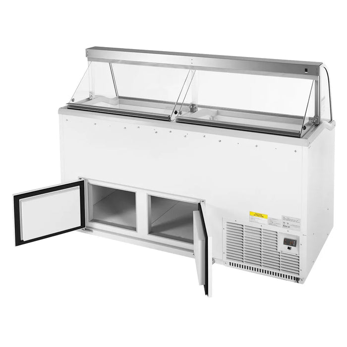 Turbo Air TIDC-70W-N 68" Stand Alone Ice Cream Freezer w/ 12 Tub Capacity - White, 115v - Bakery Wholesalers