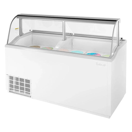 Turbo Air TIDC-70W-N 68" Stand Alone Ice Cream Freezer w/ 12 Tub Capacity - White, 115v - Bakery Wholesalers
