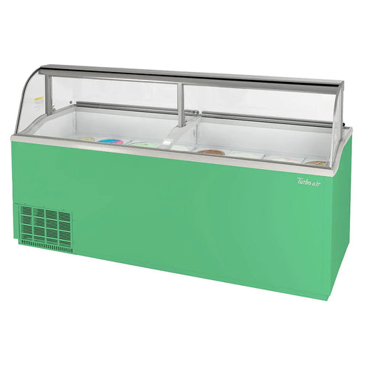 Turbo Air TIDC-91G-N 89" Stand-Alone Ice Cream Freezer w/ (16) 3 gal Tub Capacity - Green, 115v - Bakery Wholesalers