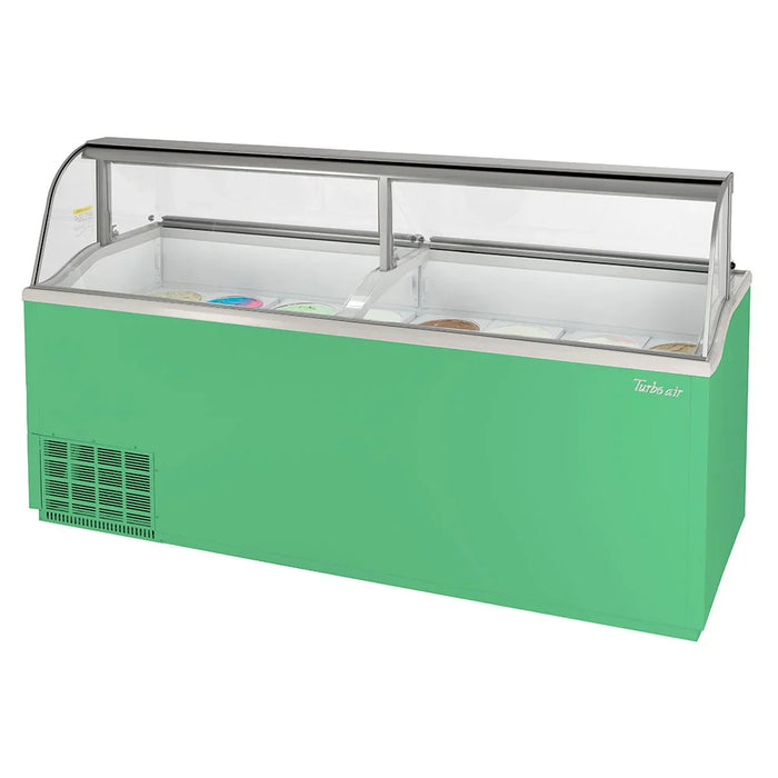 Turbo Air TIDC-91G-N 89" Stand-Alone Ice Cream Freezer w/ (16) 3 gal Tub Capacity - Green, 115v - Bakery Wholesalers