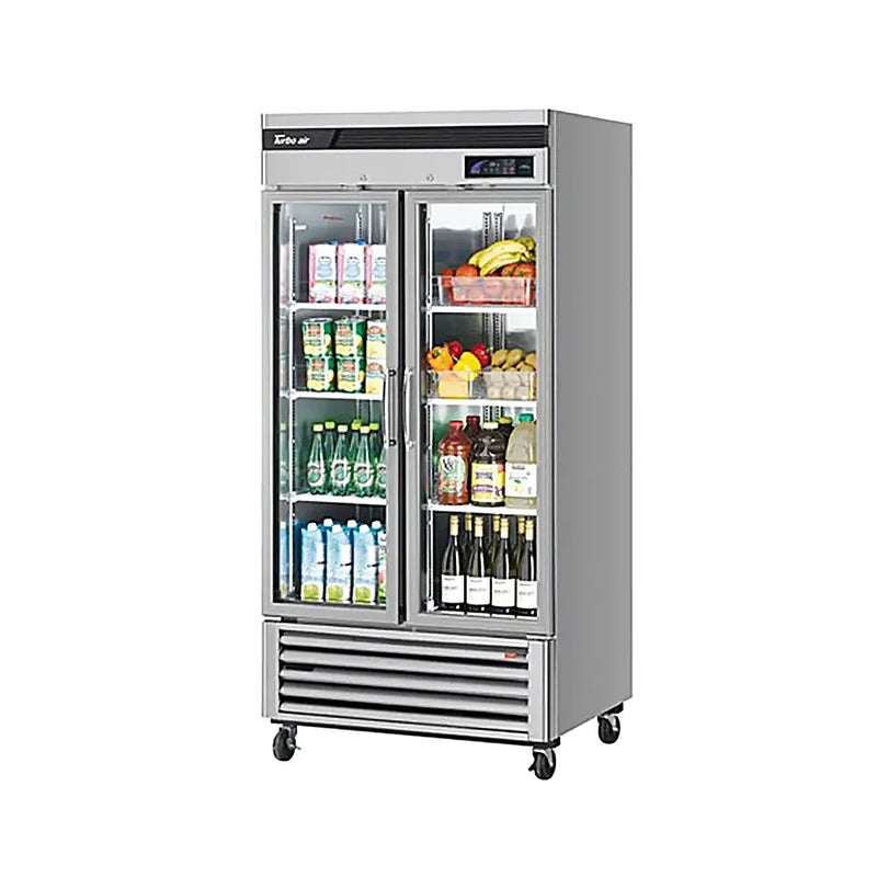 Turbo Air TSR-35GSD-N 39 1/2" Two Section Reach In Refrigerator, (2) Left/Right Hinge Glass Doors, 115v - Donut-Equipment.com