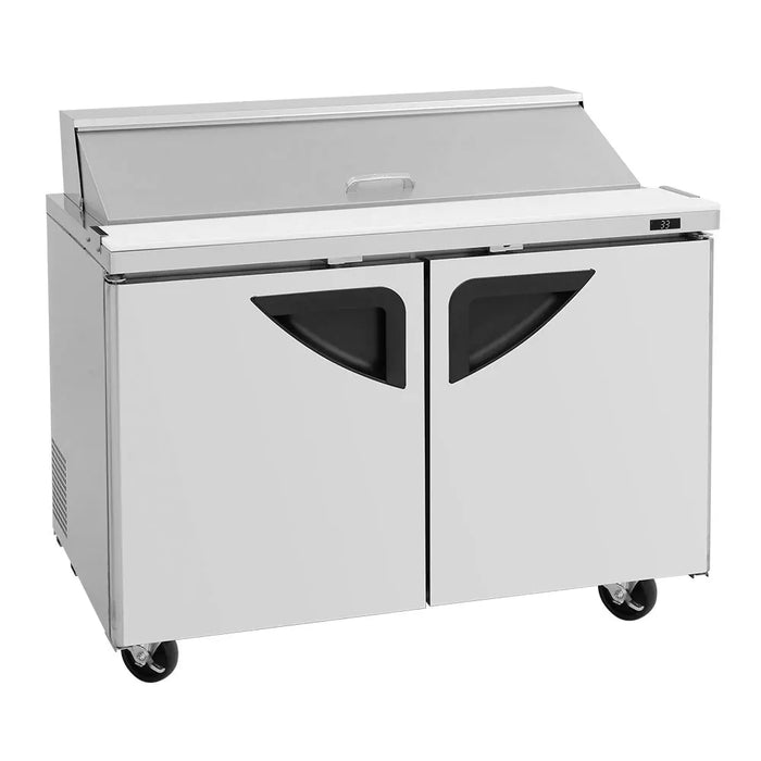 Turbo Air TST-48SD-N 48" Super Deluxe 2 Door Refrigerated Sandwich Prep Table - Donut-Equipment.com