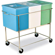 Faribo P444 C/A Ingredient Bin, 33-1/2"L x 16-1/2"W x 28"H, 3 Ingredient Bins with Covers & Frame, 100 LBS Sugar / 75 LBS Flour, 15 Gallon - Bakery Wholesalers