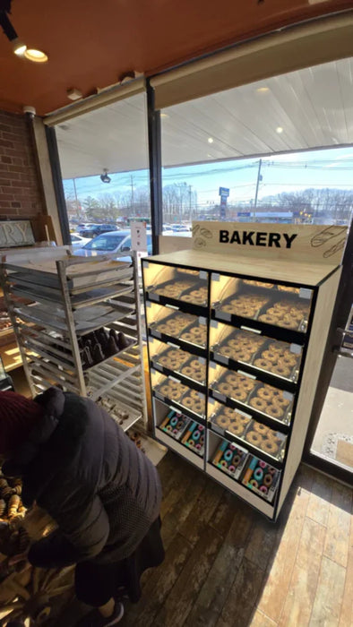 Palram Bakery Display Endcap with Illuminated Compartments & Storage Cabinet – 40"W x 60"H x 20"D - Donut-Equipment.com