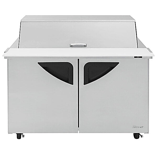 Turbo Air TST-48SD-18-N-DS 48" 2 Door Mega Top Dual Sided Refrigerated Sandwich Prep Table - Donut-Equipment.com