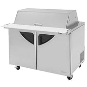Turbo Air TST-48SD-18-N-DS 48" 2 Door Mega Top Dual Sided Refrigerated Sandwich Prep Table - Donut-Equipment.com