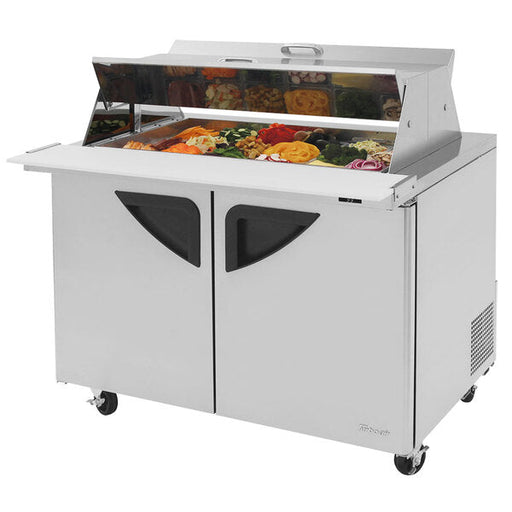 Turbo Air TST-48SD-18-N-DS 48" 2 Door Mega Top Dual Sided Refrigerated Sandwich Prep Table - Donut-Equipment.com