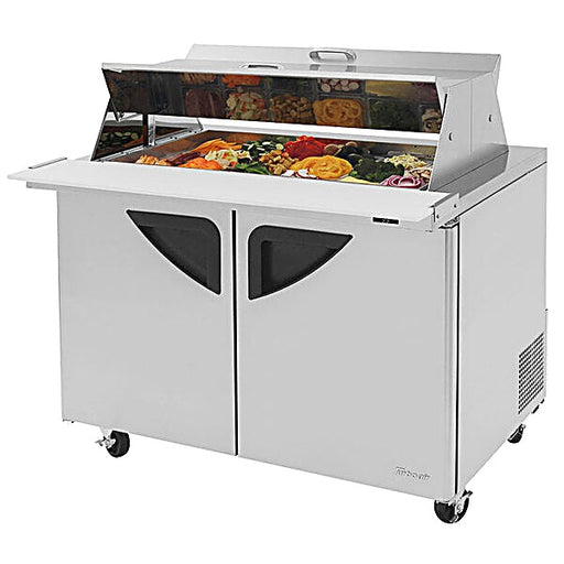 Turbo Air TST-48SD-18-N-DS 48" 2 Door Mega Top Dual Sided Refrigerated Sandwich Prep Table - Donut-Equipment.com