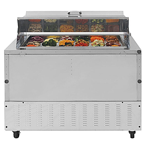 Turbo Air TST-48SD-18-N-DS 48" 2 Door Mega Top Dual Sided Refrigerated Sandwich Prep Table - Donut-Equipment.com