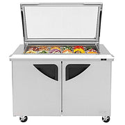 Turbo Air TST-48SD-18-N-GL 48" 2 Door Mega Top Hinged Glass Lid Refrigerated Sandwich Prep Table - Donut-Equipment.com