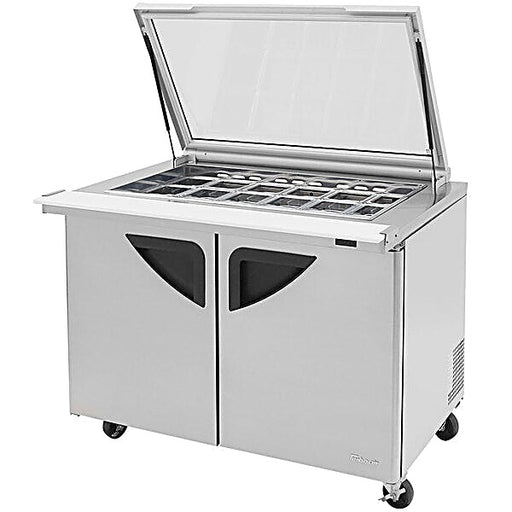 Turbo Air TST-48SD-18-N-GL 48" 2 Door Mega Top Hinged Glass Lid Refrigerated Sandwich Prep Table - Donut-Equipment.com