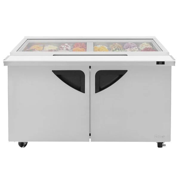 Turbo Air TST-60SD-24-N-GL 60" 2 Door Mega Top Hinged Glass Lid Refrigerated Sandwich Prep Table - Donut-Equipment.com