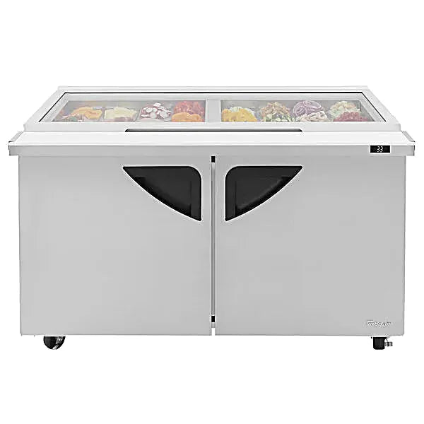 Turbo Air TST-60SD-24-N-GL 60" 2 Door Mega Top Hinged Glass Lid Refrigerated Sandwich Prep Table - Donut-Equipment.com