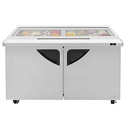 Turbo Air TST-60SD-24-N-GL 60" 2 Door Mega Top Hinged Glass Lid Refrigerated Sandwich Prep Table - Donut-Equipment.com