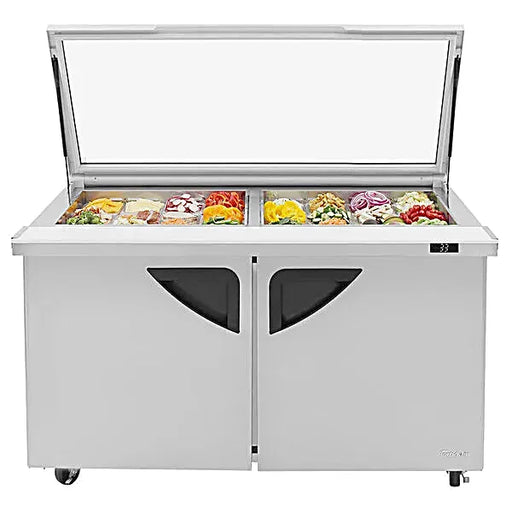 Turbo Air TST-60SD-24-N-GL 60" 2 Door Mega Top Hinged Glass Lid Refrigerated Sandwich Prep Table - Donut-Equipment.com