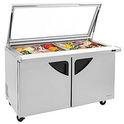 Turbo Air TST-60SD-24-N-GL 60" 2 Door Mega Top Hinged Glass Lid Refrigerated Sandwich Prep Table - Donut-Equipment.com