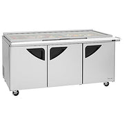 Turbo Air TST-72SD-30-N-GL 72" 3 Door Mega Top Hinged Glass Lid Refrigerated Sandwich Prep Table - Donut-Equipment.com