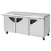 Turbo Air TST-72SD-30-N-GL 72" 3 Door Mega Top Hinged Glass Lid Refrigerated Sandwich Prep Table - Donut-Equipment.com