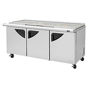 Turbo Air TST-72SD-30-N-GL 72" 3 Door Mega Top Hinged Glass Lid Refrigerated Sandwich Prep Table - Donut-Equipment.com