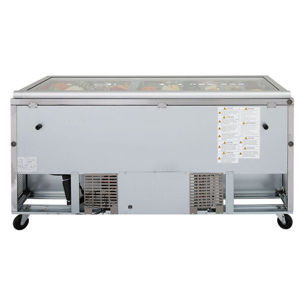 Turbo Air TST-72SD-30-N-GL 72" 3 Door Mega Top Hinged Glass Lid Refrigerated Sandwich Prep Table - Donut-Equipment.com
