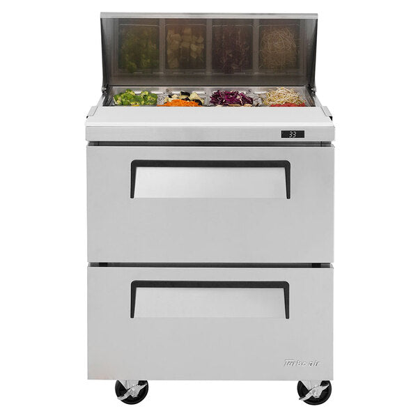Turbo Air TST-28SD-D2-N 28" 2 Drawer Refrigerated Sandwich Prep Table - Donut-Equipment.com